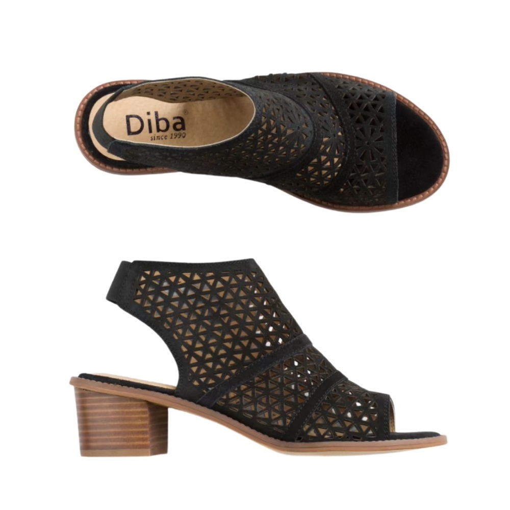 NWOT Diba | Kubuli Cutout Suede Open Toe Bootie Black | Size 7.5 - Picture 1 of 1